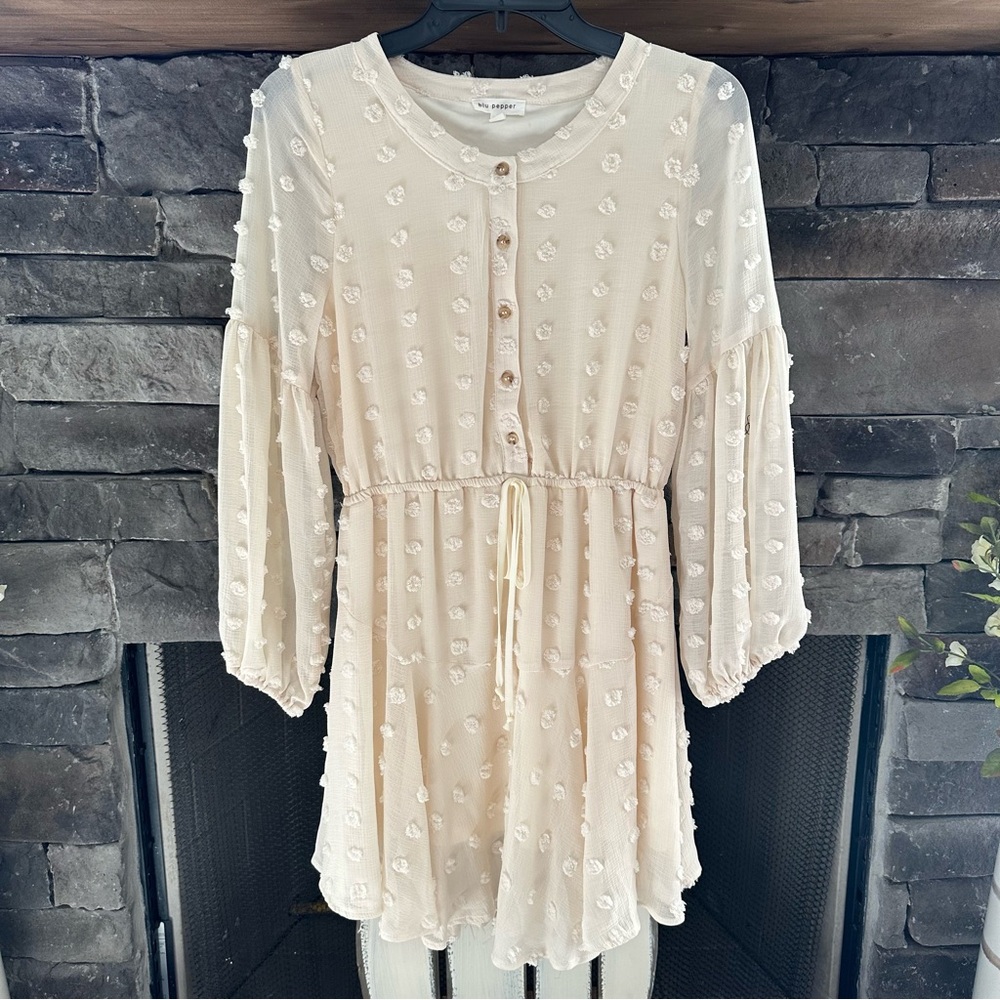 Blu Pepper Ivory Floral Button-Down Blouse